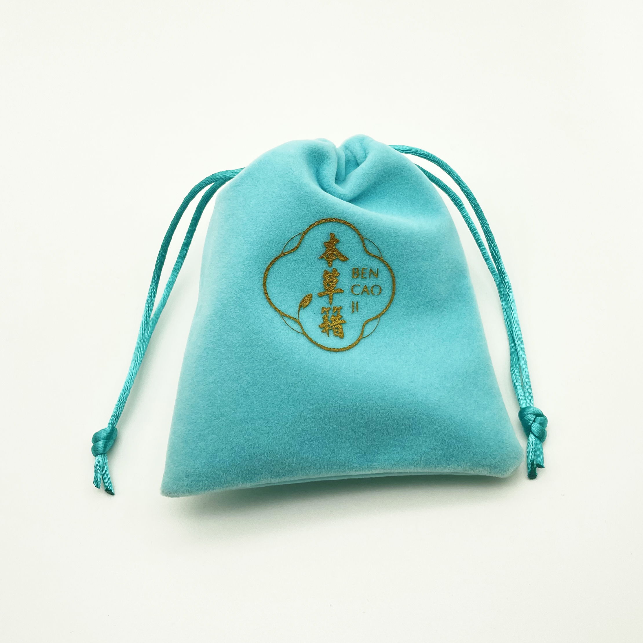 silk screen logo velvet drawstring bag